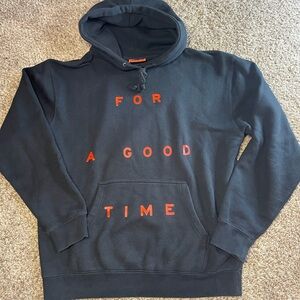Love Hour | For A Good Time Hoodie | black w/red text | Men’s Medium